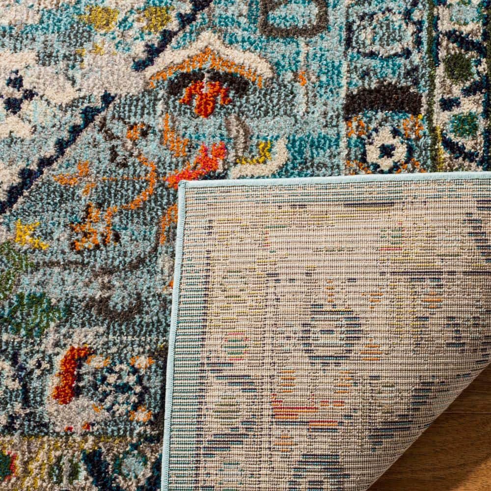 Elysian Bloom Hand-Knotted Blue Floral Synthetic Area Rug - 6'7" X 9'2"
