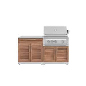 Stainless Steel 4-Piece 65 in. W x 49.5 in. H x 24 in. Outdoor Kitchen Grove Cabinet Set with Countertop