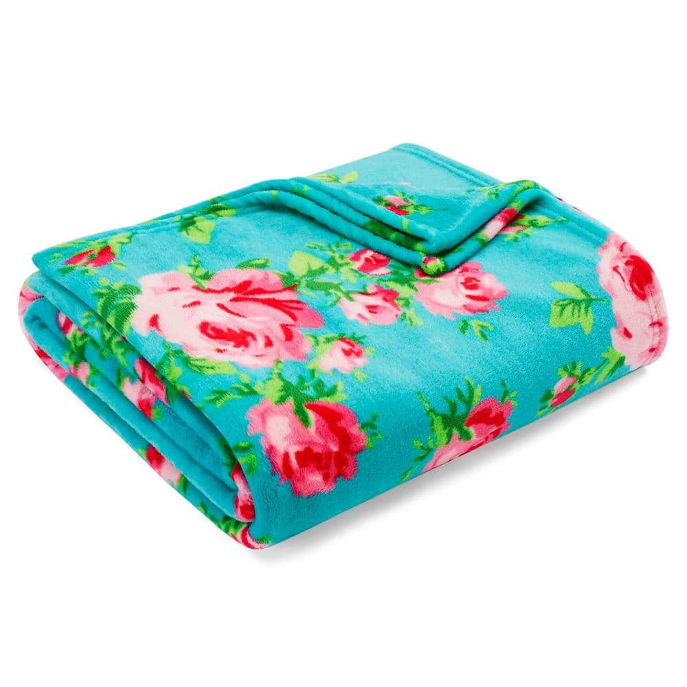 Turquoise Blue Reversible Fleece Throw Blanket 50"x70"