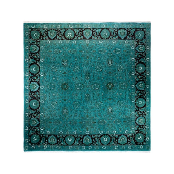 Overdyed Blue 10 ft. x 10 ft. Solid Wool Indoor Area Rug