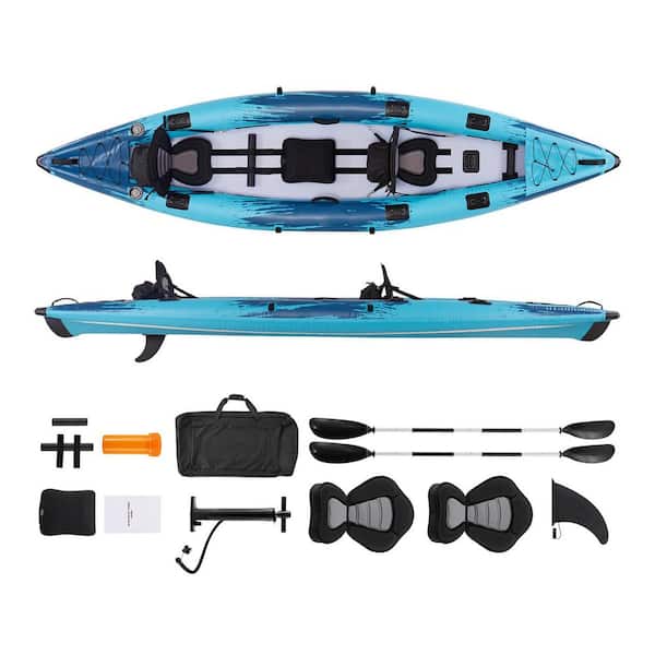 Inflatable Kayak, 700 lbs. Capacity 2-Person Inflatable Recreational Kayak with Padded Seat for Fishing Camping