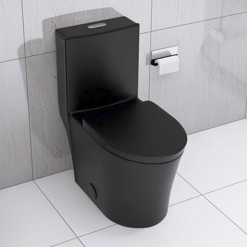 12 in. 1-Piece 1.1/1.6 GPF Dual Flush Toilet Elongated Bowl with Soft Close