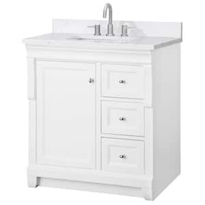 Naples 31 in. W x 22 in. D x 35 in. H Single Sink Freestanding Bath Vanity in White with White Engineered Stone Top