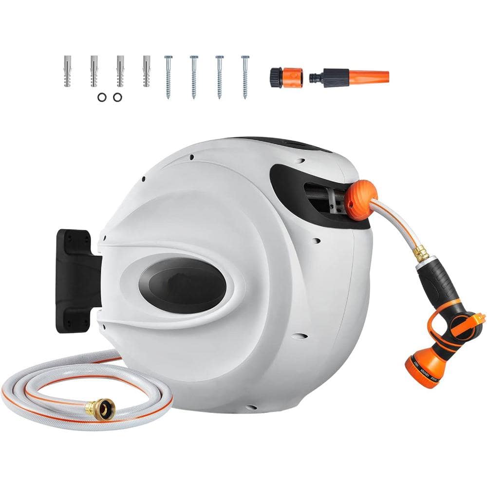65 ft. x 5/8 in. Retractable Hose Reel, Wall-Mounted 180° Swivel, Auto Rewind with 9-Pattern Nozzle price history on PriceWatchPro