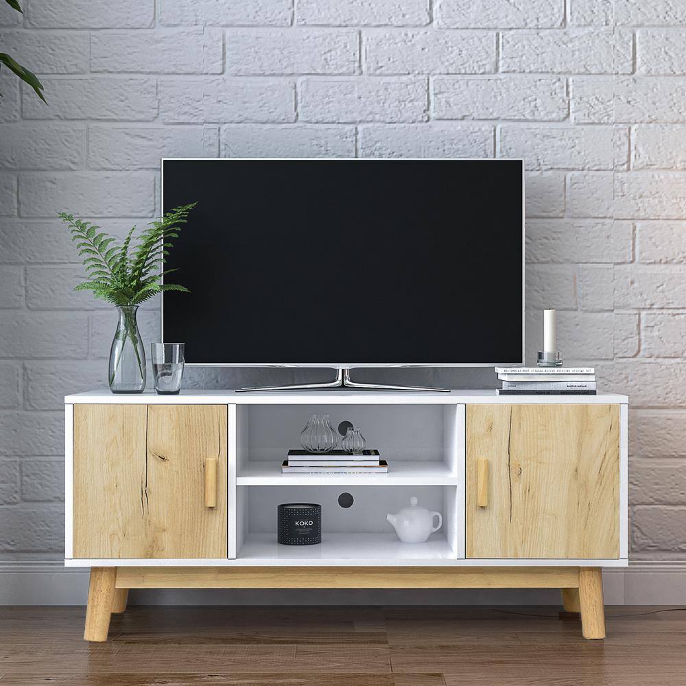 Visiona 43 in. Brown and White TV Stand Fits TV's up to 43 in. with