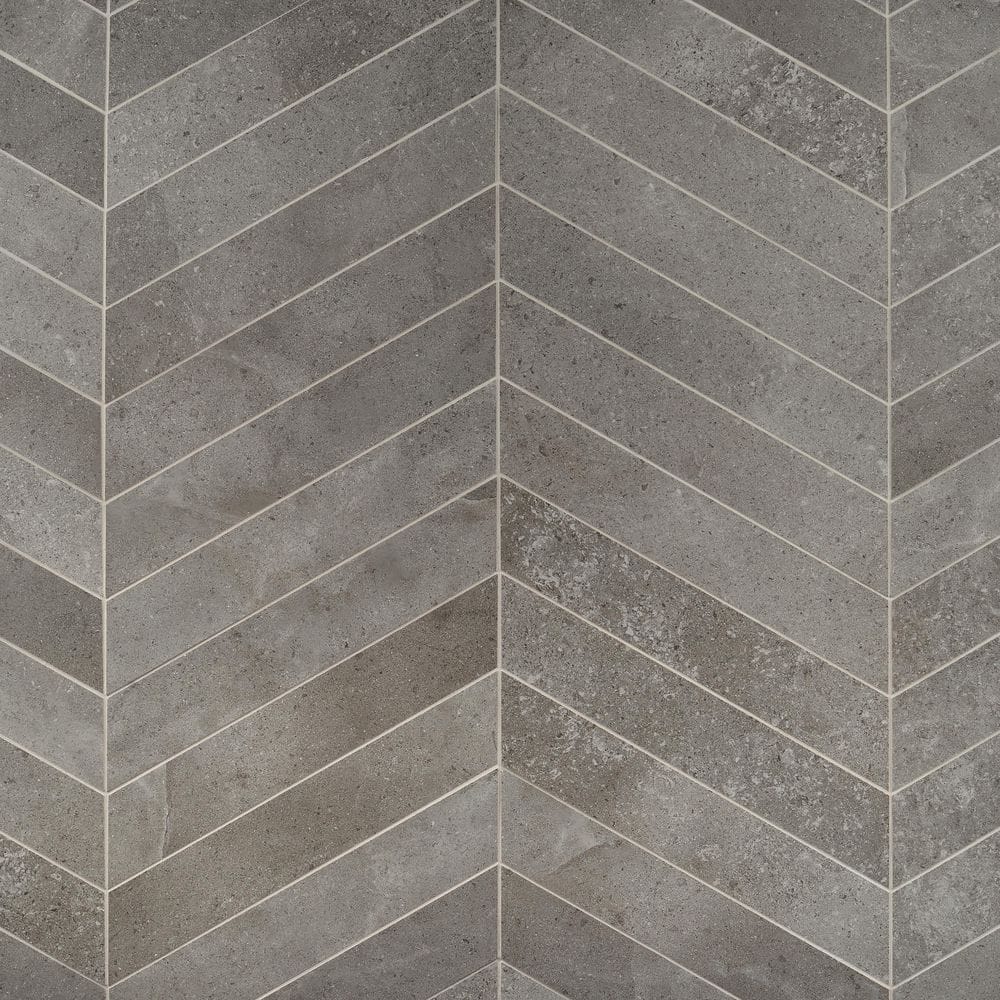 Iris Chevron Dark Gray Matte Porcelain Floor and Wall Tile