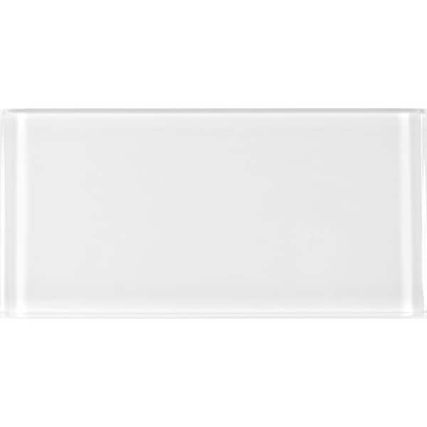 ABOLOS Modern Snow White 3 in. x 6 in. Glossy Glass Subway Wall Tile (14 sq.ft./Case)