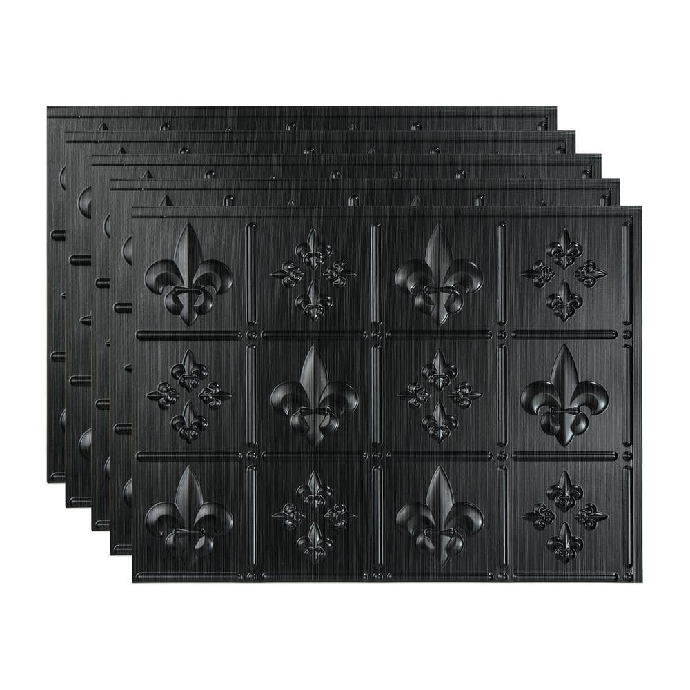 Brushed Onyx 18.25 in. x 24.25 in. Fleur-de-lis Vinyl Backsplash Panel in (5-Pack) price history on PriceWatchPro
