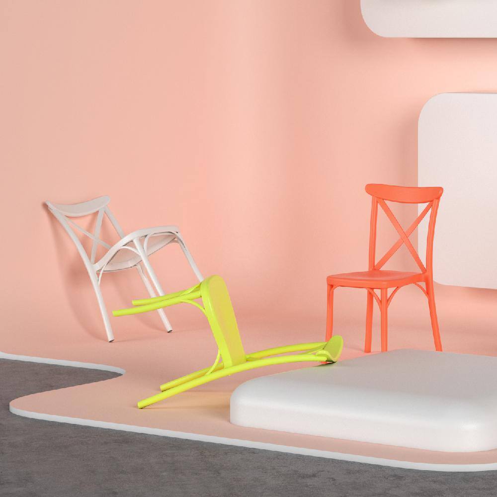 Xenia 35" High White Cross-Back Resin Side Chair (Set of 2)