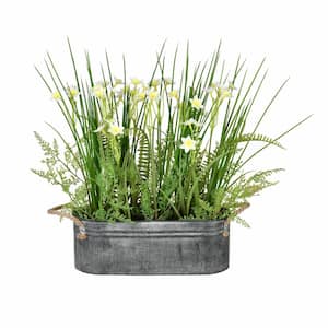 16 in. Green Artificial Daffodil Other Floral Arrangement in Pot