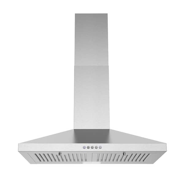 Streamline 30 in. Galvani Ducted Wall Mount Range Hood in Brushed Stainless Steel with Baffle Filters, Electronic Button, LED Light