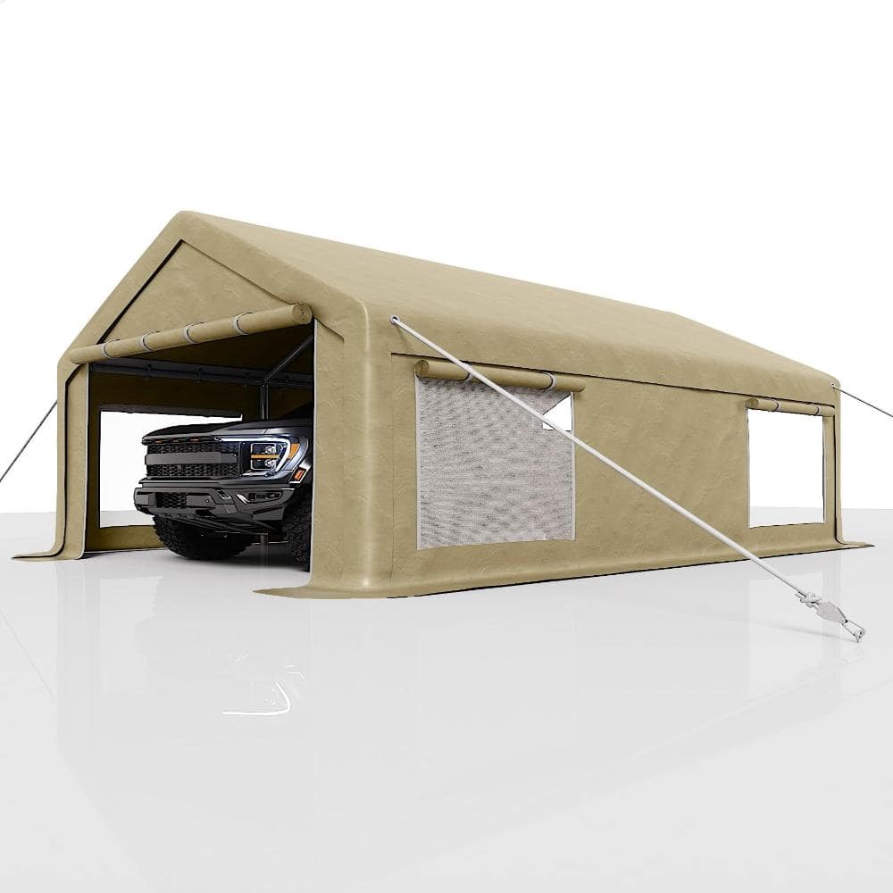 Durable Portable Carport Garage - 10x20 ft Outdoor Storage Shelter, 2 Roll-Up Doors, 4 Windows, for Paint Booth price history on PriceWatchPro