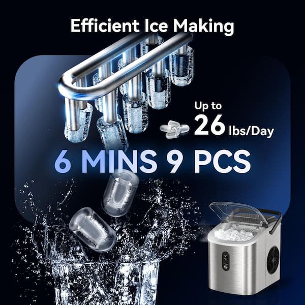 Ice！ SIMZLIFE 9 in. 26.5lb./24H Bullet Ice Countertop Portable
