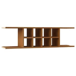 Hampton 48 in. W x 11.25 in. D x 13.5 in. H Assembled Wall Shelf in Medium Oak with Configurable Shelves & Dividers