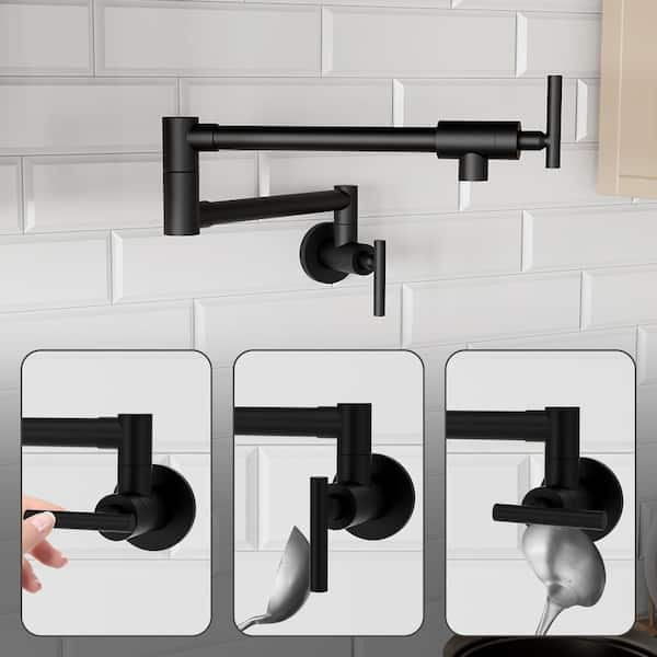 GIVING TREE Wall Mount Pot Filler Faucet Double-Handle in Matte Black  XLHDDOTU0014 - The Home Depot