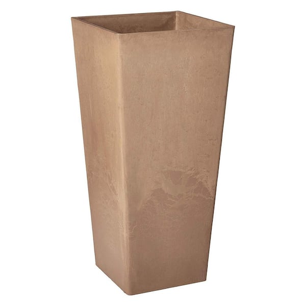 Arcadia Garden Products Contempo Tall Square 13 in. x 13 in. x 28 in. Taupe  PSW Pot FS32TP