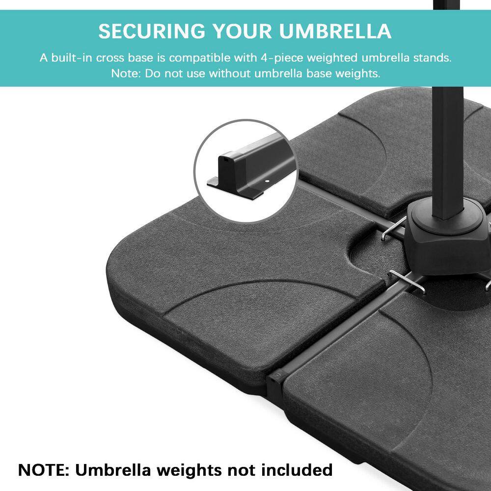 Red Solar LED Cantilever Patio Umbrella with Powder-Coated Aluminum Pole