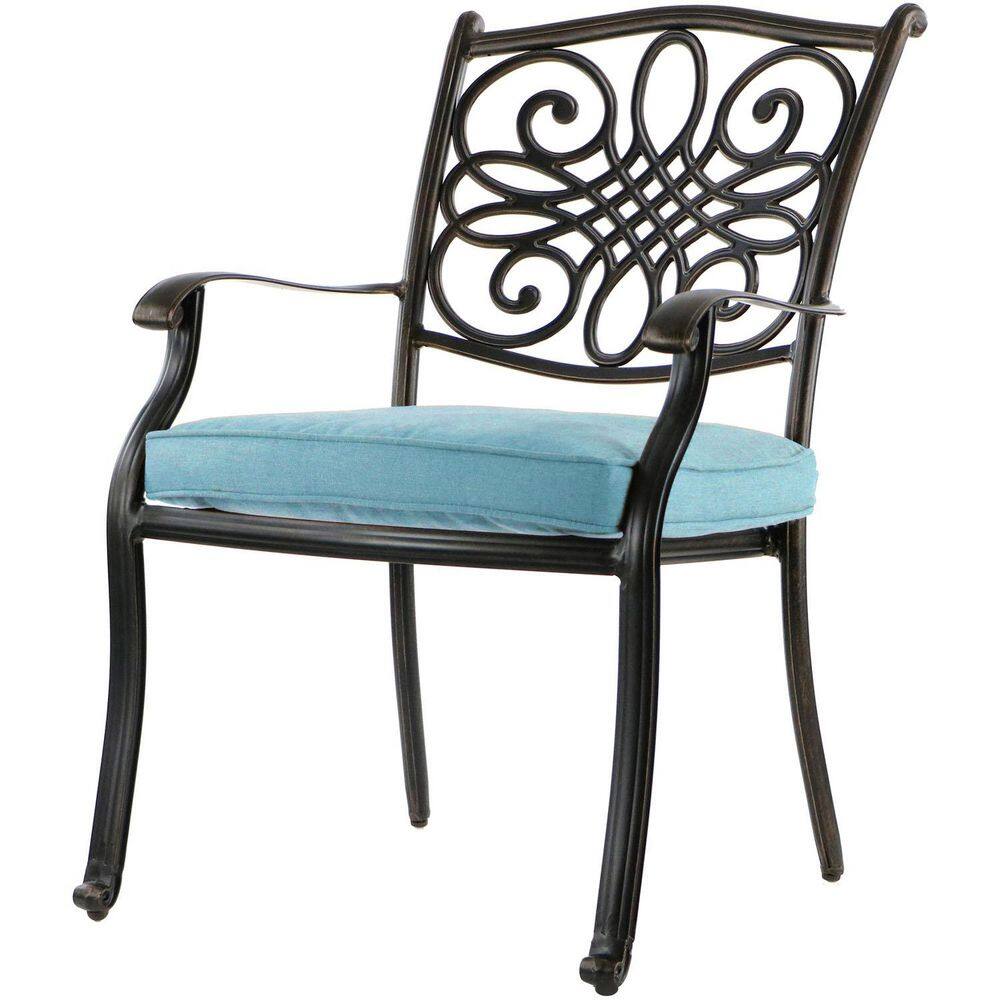 Hanover Traditions 9-Piece Blue Cushion Aluminum Outdoor Dining Set