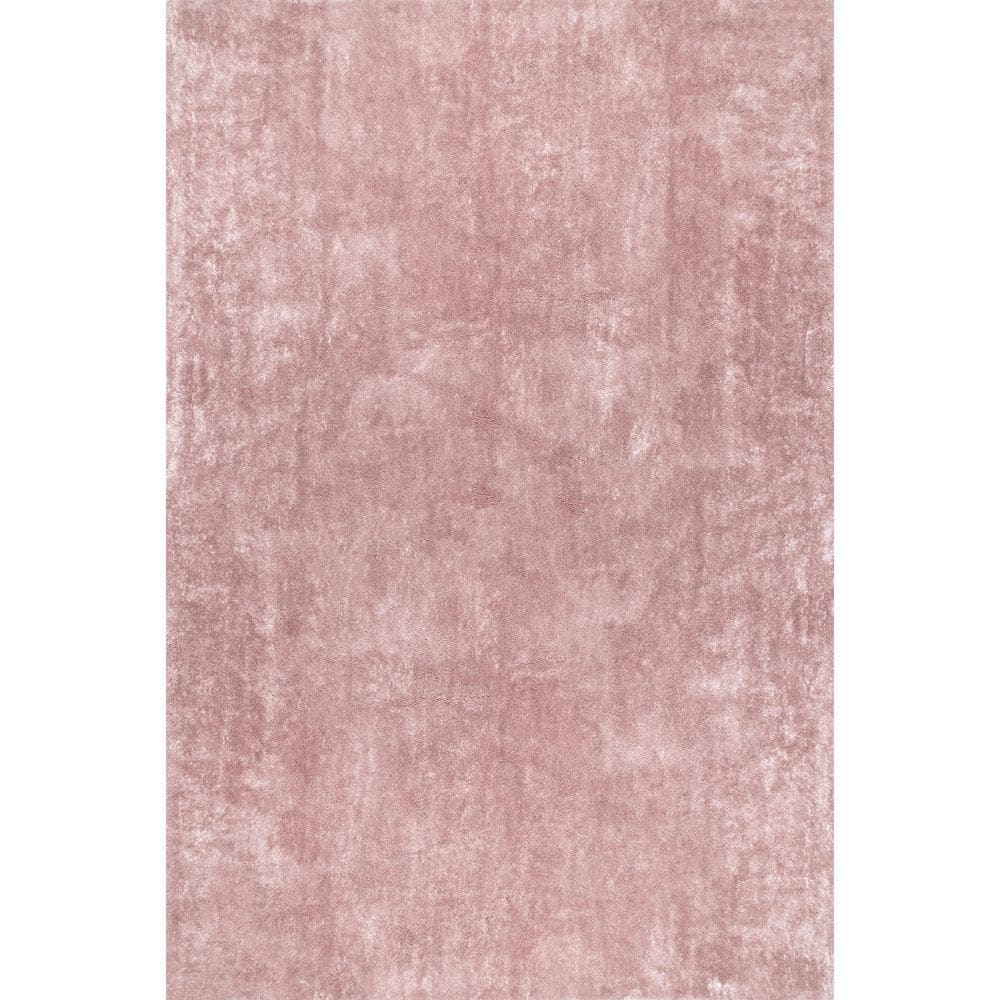 Pink 4' x 6' Solid Shag Machine Washable Area Rug