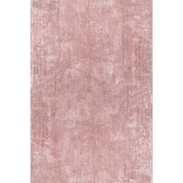 Loni Solid Machine Washable Shag Pink 4 ft. x 6 ft. Area Rug