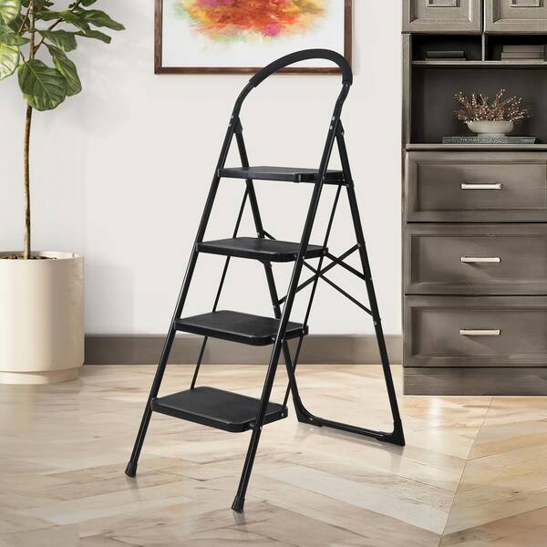 CAPHAUS Reach Height 3.2 ft. Folding Light-Weight 4-Step Ladder