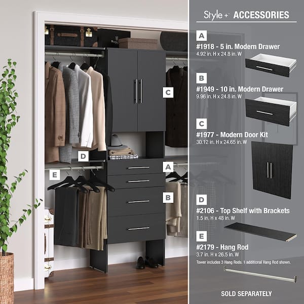 ClosetMaid 4370 Style+ 84 in. W - 120 in. W Noir Wood Closet System - 3