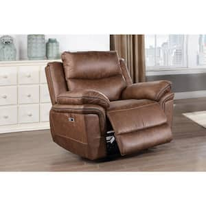 New Classic Furniture Ryland Brown Polyester Fabric Glider Recliner with Power Footrest