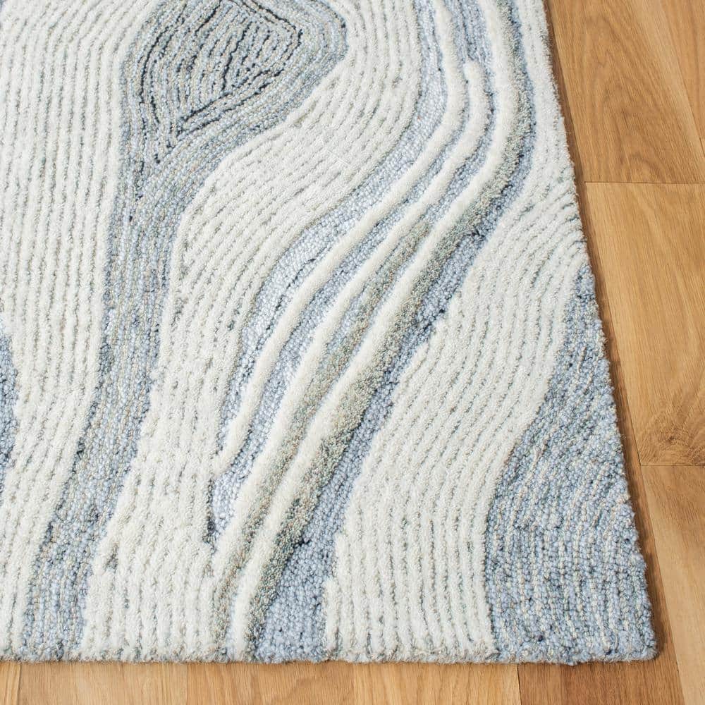 Mid-Century Modern Abstract Gray Wool 3'x5' Hand-Tufted Rug