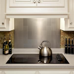 Long Grain 6 in. x 3 in. Brushed Stainless Metal Decorative Tile Backsplash (8-Pack)