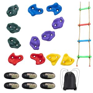 Ninja Tree Climbing Kit,12 Tree Climbing Holds, 6 Ratchet Straps,and a Climbing Ladder,Climbing Rocks for Kids and Adult