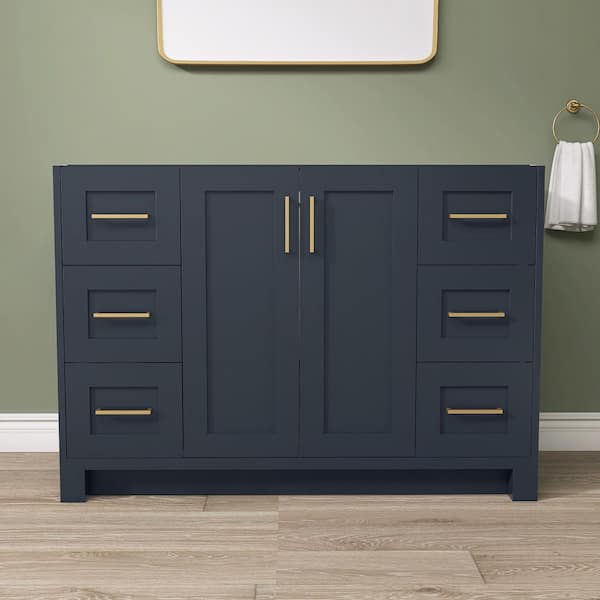48 in. W x 22 in. D x 34 in. H Freestanding Bath Vanity Cabinet without Top in Navy Blue Solid Wood Cabinet Assembled