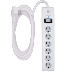 6-Outlet Power Strip Surge Protector with 10 ft. Extension Cord and 800 Joules UL Listed in White