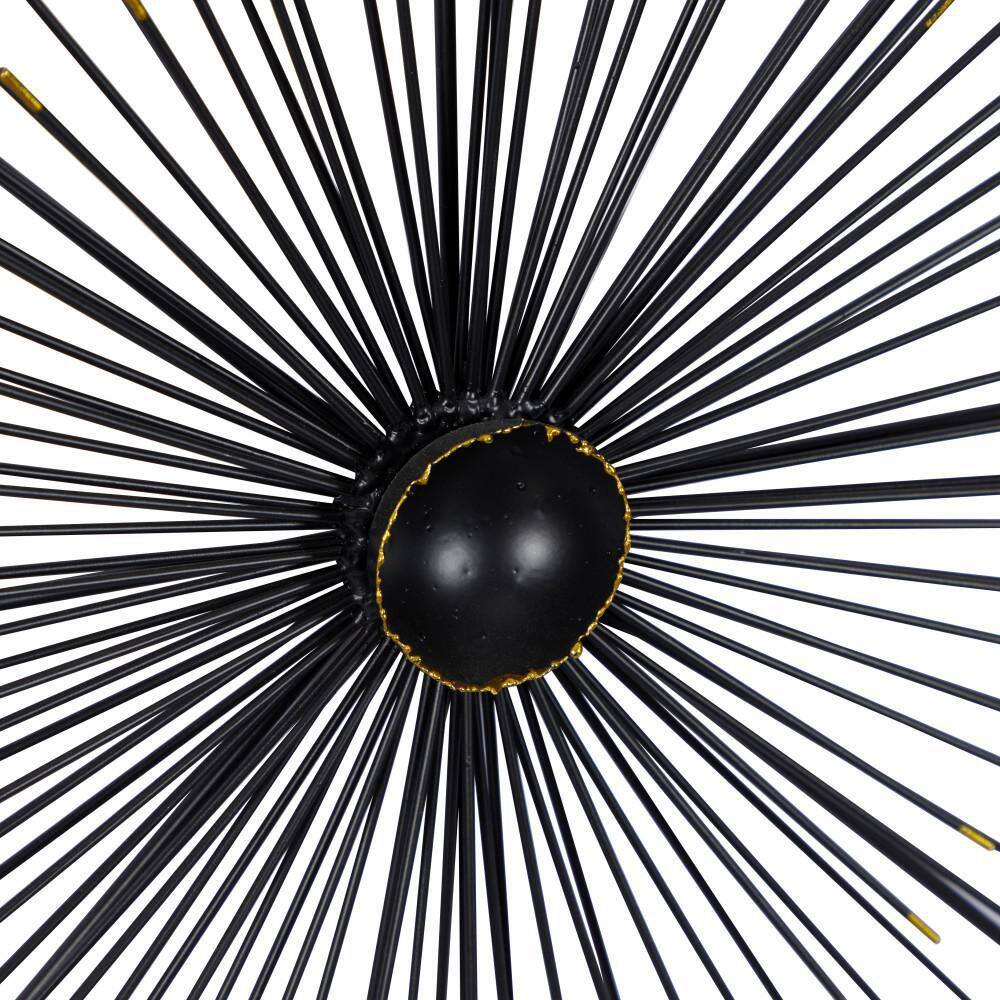 Black Iron Starburst Wall Sculpture with Frame, 24" x 48"