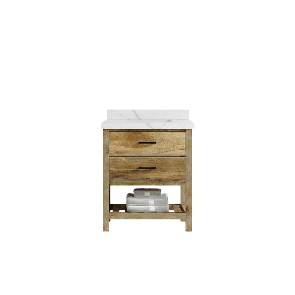 Parker Mango 30 in. W x 22 in. D x 36 in. H Single Sink Bath Vanity in Natural Mango with 2 in. Calacatta Quartz Top price history on PriceWatchPro