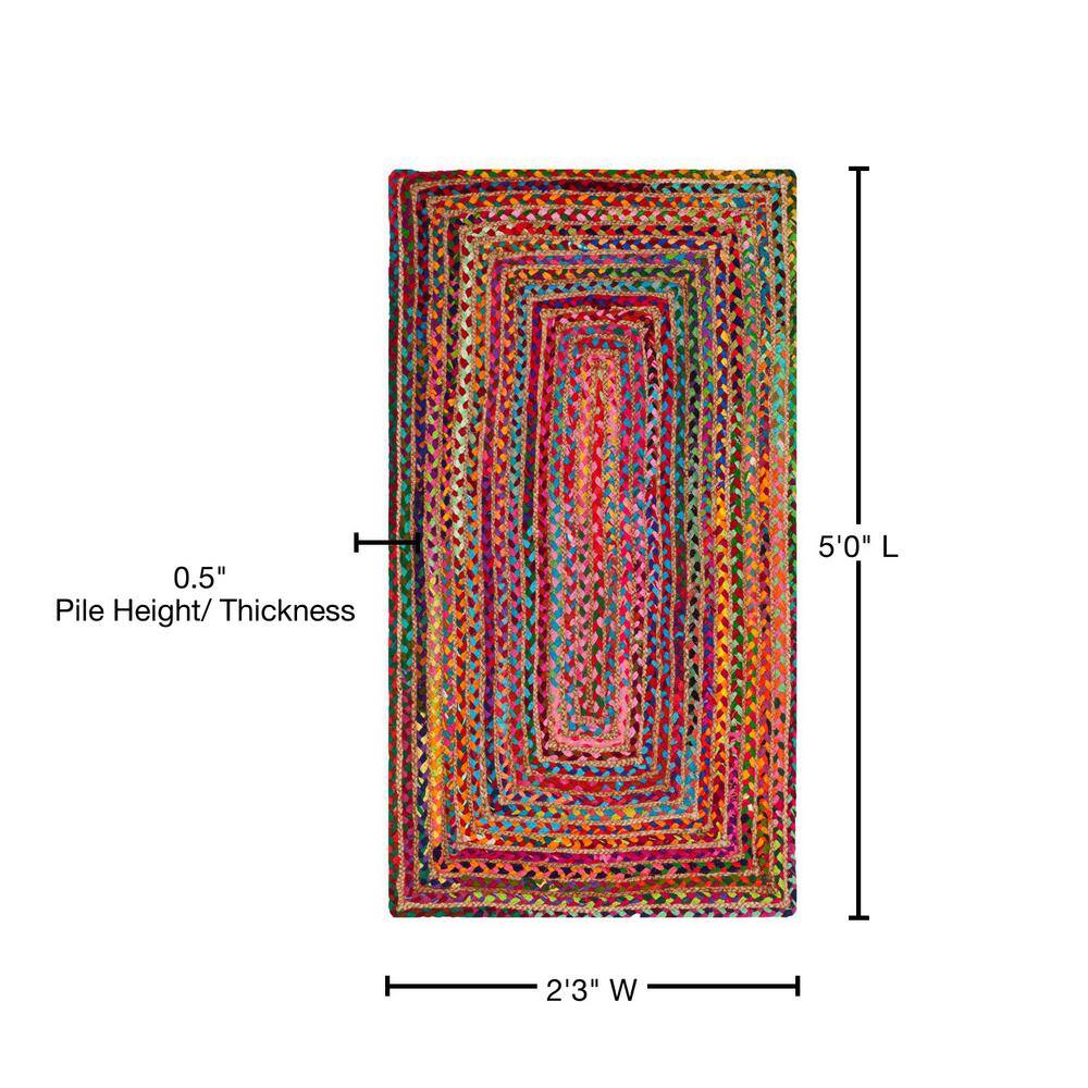 Handwoven Red and Multicolor Cotton Area Rug