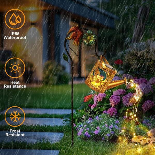 FAWEY TRED INC Solar Lights Garden Decor Bronze Fairy Watering Can
