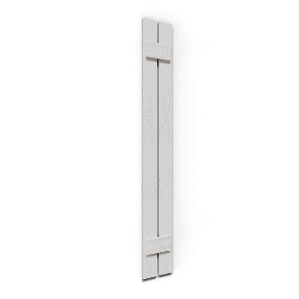 41" White Faux Wood Rustic Board-n-Batten Shutters (Pair)