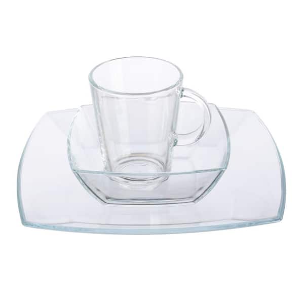 Cup & Saucer Set Glass Tea Coffee Cup Glass Saucer 12 Piece Cup & Saucer Set