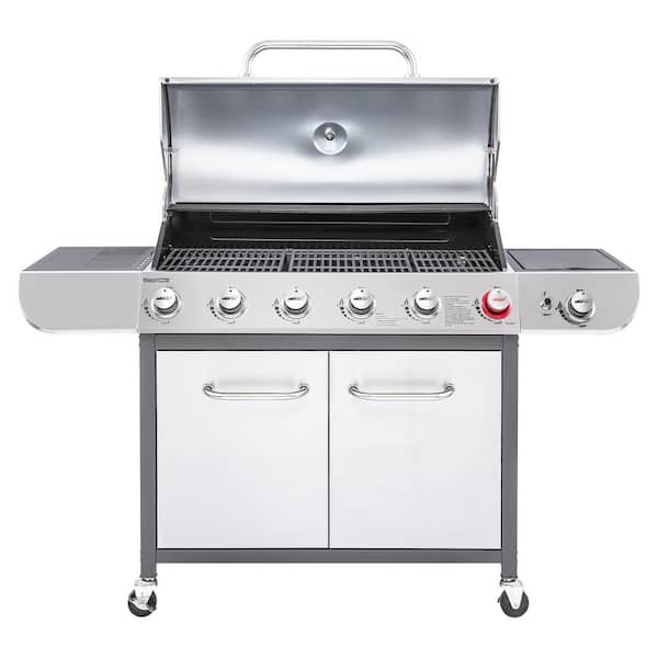 Royal Gourmet 6-burner Free Standing Liquid Propane 74000 BTU Grill with  Side Burner and Cabinet & Reviews