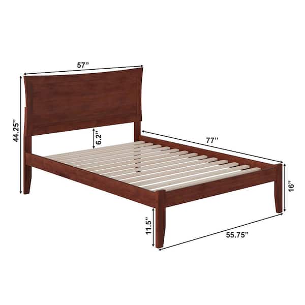 Metro Walnut Full Platform Bed with Open Foot Board