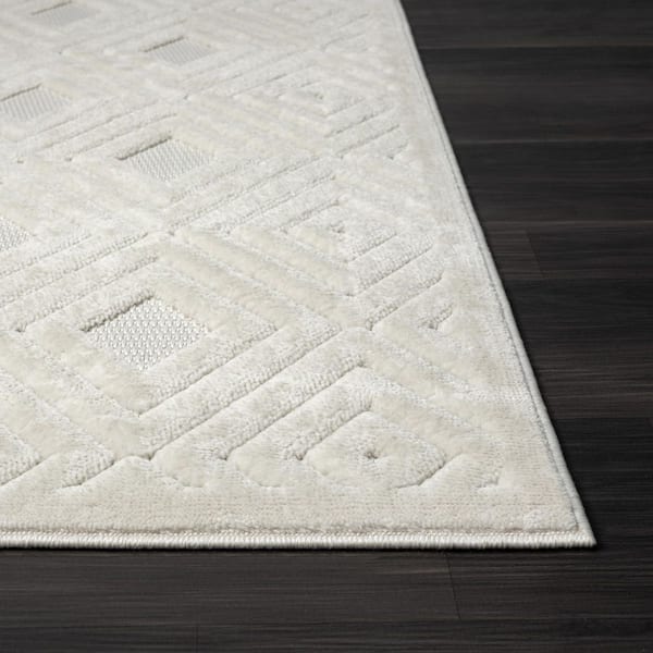 Arlo Ivory 8 ft. x 10 ft. Geometric High-Low Polypropylene Indoor/Outdoor Area Rug