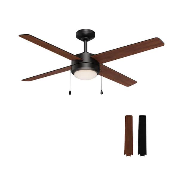 Loft 52 in. Indoor Morden Matte Black Ceiling Fan with Integrated LED Light and Reversible Blades