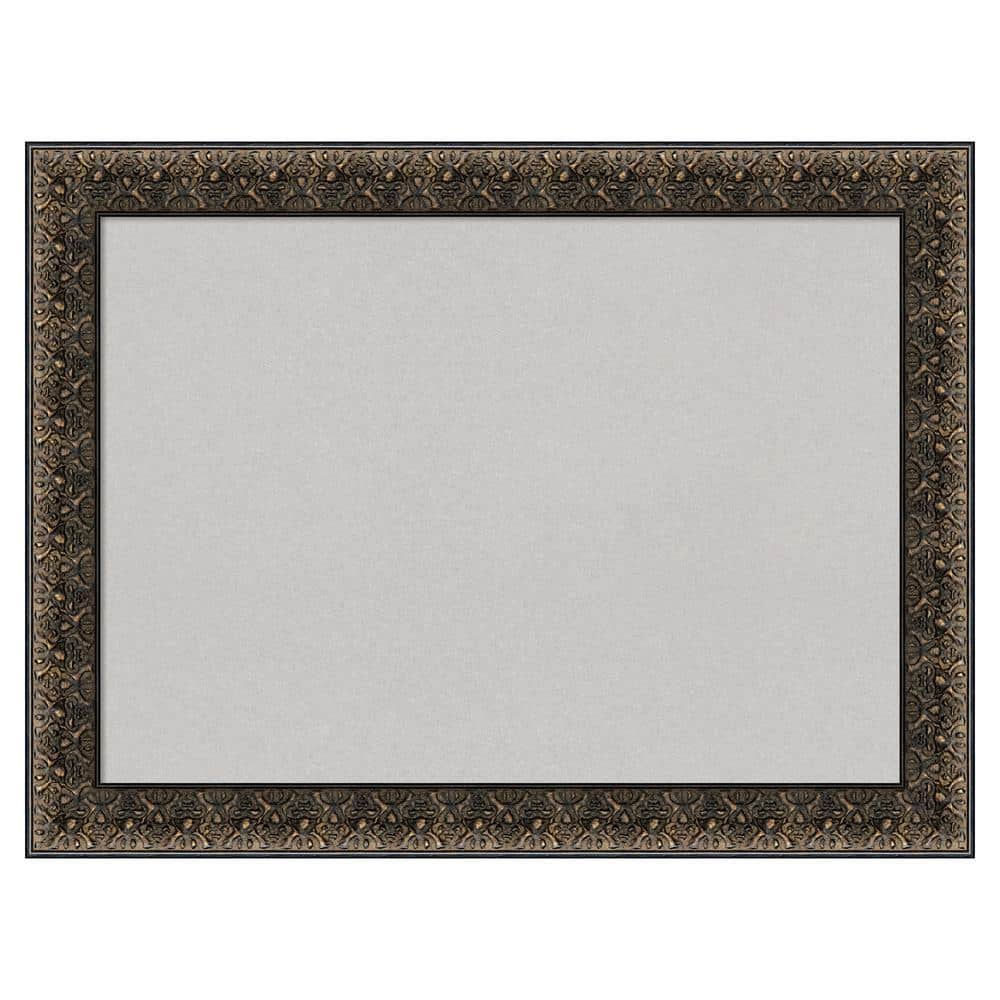 Amanti Art Intaglio Embossed Black Wood Framed Grey Corkboard 33 in. x