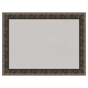 Intaglio Embossed Black Wood Framed Grey Corkboard 33 in. x 25 in Bulletin Board Memo Board