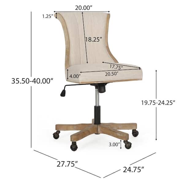 Ashlyn Beige and Natural Fabric Roll Back Swivel Office Chair