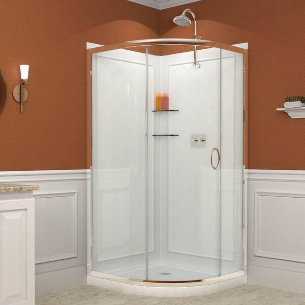 DreamLine Solo 31-3/8 in. x 31-3/8 in. x 72 in. Framed Sliding Shower Enclosure in Chrome with Shower Base and Backwalls