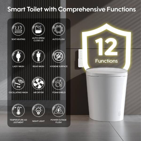 ANGELES HOME Smart Bidet Toilet with Heated Seat and Auto Features