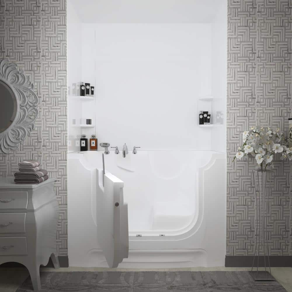 HandiTub 60'' x 30'' White Fiberglass Walk-In Bathtub with Faucet