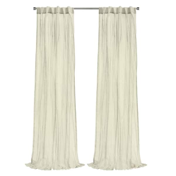 Habitat Paloma Cream Polyester Broomstick Crushed 52 in. W x 84 in. L Dual Header Indoor Sheer Curtain (Single Panel)