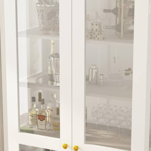 FUFU&GAGA White Painted Wood 31.5 in. W Food Pantry Cabinet With Double  Doors, Pull-out Wine Rack, Drawers, Anti-dumping device KF020317-01-c - The  Home Depot